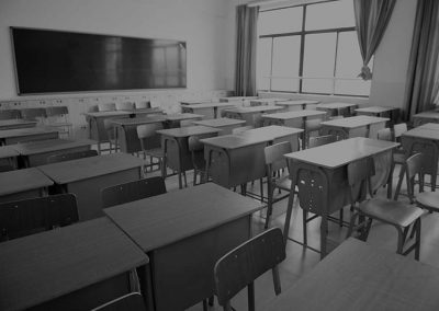 empty classroom, school closures due to Covid
